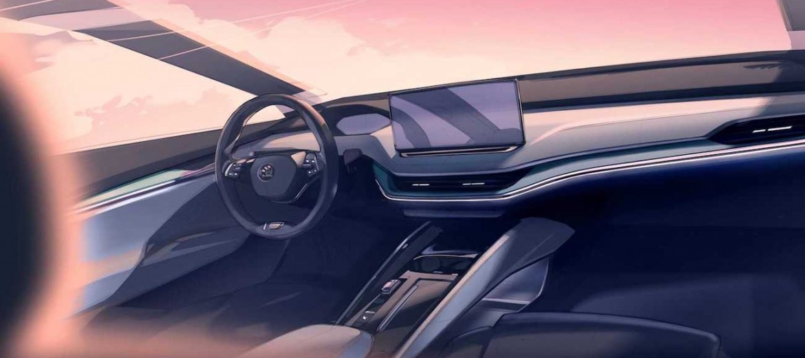 Эскизы дизайна интерьера Skoda Enyaq IV