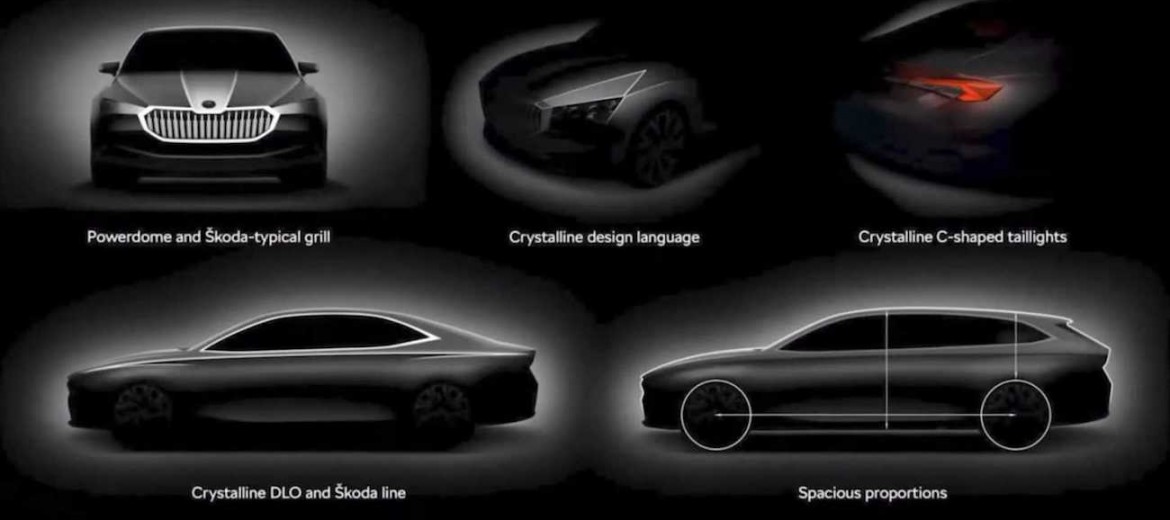Шпионские снимки и эскизы Skoda SuperB 2023 года