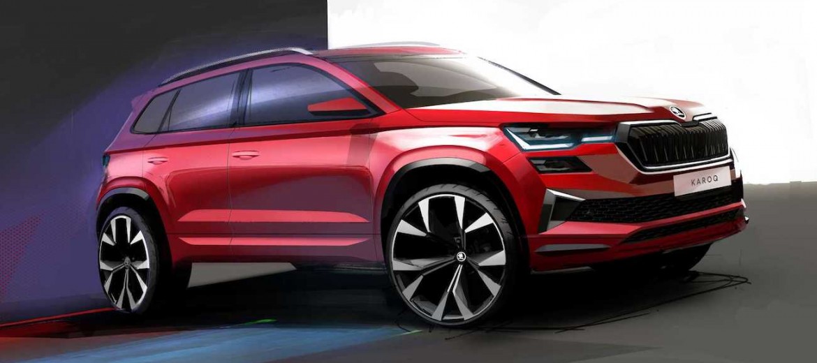 Эскизы обновлений Skoda Karoq 2022 года