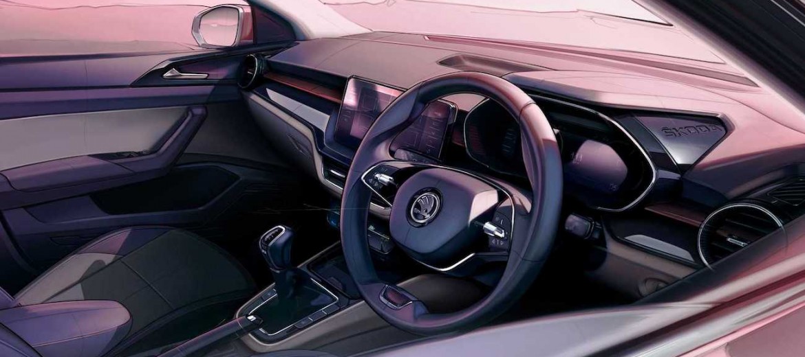 Тизер интерьера Skoda Slavia 2022 года